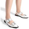 imageGreatonu Womens Slingback Flats Buckle Pointed Closed Toe Flat Shoes Comfortable Low Block Heel Mary Jane Casual Party Dressy ShoesWhite Patent Mary Jane
