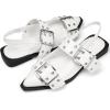 imageGreatonu Womens Slingback Flats Buckle Pointed Closed Toe Flat Shoes Comfortable Low Block Heel Mary Jane Casual Party Dressy ShoesWhite Patent Mary Jane