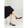 imageGreatonu Womens Slingback Kitten Heel Pointed Toe Dress Pumps ShoesMatte Leather Black