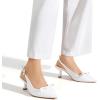imageGreatonu Womens Slingback Kitten Heel Pointed Toe Dress Pumps ShoesWhitebow Tie