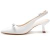 imageGreatonu Womens Slingback Kitten Heel Pointed Toe Dress Pumps ShoesWhitebow Tie