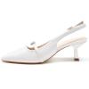 imageGreatonu Womens Slingback Kitten Heel Pointed Toe Dress Pumps ShoesWhitemary Jane