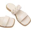 imageGreatonu Womens Square Toe Braided Flat Sandals Dressy Summer Open Toe Slides Sandals for Women 2025 Strappy Slip On Woven SandalsBeige2
