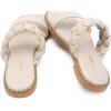 imageGreatonu Womens Square Toe Braided Flat Sandals Dressy Summer Open Toe Slides Sandals for Women 2025 Strappy Slip On Woven SandalsBeige2
