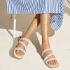 imageGreatonu Womens Square Toe Braided Flat Sandals Dressy Summer Open Toe Slides Sandals for Women 2025 Strappy Slip On Woven SandalsNude