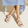imageGreatonu Womens Square Toe Braided Flat Sandals Dressy Summer Open Toe Slides Sandals for Women 2025 Strappy Slip On Woven SandalsWhite
