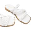 imageGreatonu Womens Square Toe Braided Flat Sandals Dressy Summer Open Toe Slides Sandals for Women 2025 Strappy Slip On Woven SandalsWhite