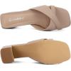 imageGreatonu Womens Square Toe Summer Heels Mules Cross Strap Slip on 25 Inch kitten Heeled SandalsBeige Block Heel