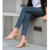 imageGreatonu Womens Square Toe Summer Heels Mules Cross Strap Slip on 25 Inch kitten Heeled SandalsBeige Block Heel