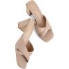 imageGreatonu Womens Square Toe Summer Heels Mules Cross Strap Slip on 25 Inch kitten Heeled SandalsBeige Block Heel