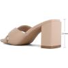 imageGreatonu Womens Square Toe Summer Heels Mules Cross Strap Slip on 25 Inch kitten Heeled SandalsBeige Block Heel