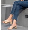 imageGreatonu Womens Square Toe Summer Heels Mules Cross Strap Slip on 25 Inch kitten Heeled SandalsBeige Qulited