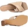 imageGreatonu Womens Square Toe Summer Heels Mules Cross Strap Slip on 25 Inch kitten Heeled SandalsBeige Qulited