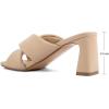 imageGreatonu Womens Square Toe Summer Heels Mules Cross Strap Slip on 25 Inch kitten Heeled SandalsBeige Qulited