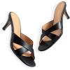 imageGreatonu Womens Square Toe Summer Heels Mules Cross Strap Slip on 25 Inch kitten Heeled SandalsBlack