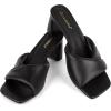 imageGreatonu Womens Square Toe Summer Heels Mules Cross Strap Slip on 25 Inch kitten Heeled SandalsBlack Quilted 2