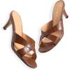 imageGreatonu Womens Square Toe Summer Heels Mules Cross Strap Slip on 25 Inch kitten Heeled SandalsBrown