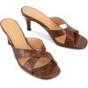 imageGreatonu Womens Square Toe Summer Heels Mules Cross Strap Slip on 25 Inch kitten Heeled SandalsBrown