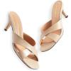 imageGreatonu Womens Square Toe Summer Heels Mules Cross Strap Slip on 25 Inch kitten Heeled SandalsNude