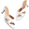 imageGreatonu Womens Square Toe Summer Heels Mules Cross Strap Slip on 25 Inch kitten Heeled SandalsWhite