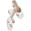 imageGreatonu Womens Square Toe Summer Heels Mules Cross Strap Slip on 25 Inch kitten Heeled SandalsWhite Block Heel