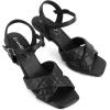 imageGreatonu Womens Square Toe heels Open Toe Slipon Sandals Heeled MulesBlack Quilted