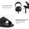 imageGreatonu Womens Square Toe heels Open Toe Slipon Sandals Heeled MulesBlack Quilted
