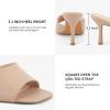 imageGreatonu Womens Square Toe heels Open Toe Slipon Sandals Heeled MulesNude 1