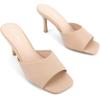 imageGreatonu Womens Square Toe heels Open Toe Slipon Sandals Heeled MulesNude 1