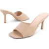 imageGreatonu Womens Square Toe heels Open Toe Slipon Sandals Heeled MulesNude 1