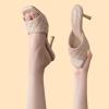 imageGreatonu Womens Square Toe heels Open Toe Slipon Sandals Heeled MulesNude