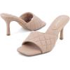 imageGreatonu Womens Square Toe heels Open Toe Slipon Sandals Heeled MulesNude