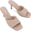 imageGreatonu Womens Square Toe heels Open Toe Slipon Sandals Heeled MulesNude