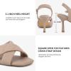 imageGreatonu Womens Square Toe heels Open Toe Slipon Sandals Heeled MulesNude Quilted