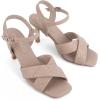 imageGreatonu Womens Square Toe heels Open Toe Slipon Sandals Heeled MulesNude Quilted