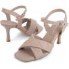 imageGreatonu Womens Square Toe heels Open Toe Slipon Sandals Heeled MulesNude Quilted