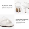 imageGreatonu Womens Square Toe heels Open Toe Slipon Sandals Heeled MulesWhite Quilted