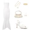 imageGreatonu Womens Square Toe heels Open Toe Slipon Sandals Heeled MulesWhite Quilted
