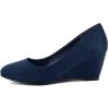 imageGreatonu Womens Wedge Pumps Closed Toe High Heel Slip on Office Dress ShoesNavy