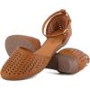 imageMaxMuxun Womens Roman Ankle Strap Cage Closed Toe Flat SandalsBrown