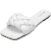 imageGreatonu Braided Flat Sandals for Women Square Open Toe Slide Sandals Summer Slip On Casual Woven SandalsWhite