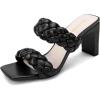 imageGreatonu Braided Sandals for Women Square Toe Block Heeled Sandals Two Strappy Mule Dress ShoesBlack