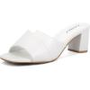 imageGreatonu Heeled Sandals Square Toe Sandals Slip On Fashion Wedding Chunky Block Mule Heels for WomenWhite