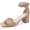 imageGreatonu Sandals For Women 2024 Womens Ankle Strap Block Heels Dress Shoes Open Toe Heeled SandalsFaux Suede Nude