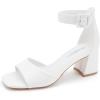 imageGreatonu Sandals For Women 2024 Womens Ankle Strap Block Heels Dress Shoes Open Toe Heeled SandalsPu White