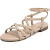 imageGreatonu Womens Braided Flat Sandals Comfortable Summer Casual Dressy Strappy SandalsBeige