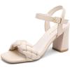 imageGreatonu Womens Braided Heeled Sandals Square Open Toe Summer Block Heels Dressy SandalsBeige Braided