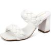 imageGreatonu Womens Braided Heeled Sandals Square Open Toe Summer Heels Slip On Dressy Sandals with Chunky Heel 335 InchWhite