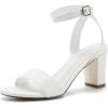 imageGreatonu Womens Clear Chunky Heels Sandals Open Toe Ankel Strap Block Heel Sandal for Women Dressy Party Wedding Shoes Transparent High Heels Sandals PumpsWhite Pu