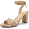 imageGreatonu Womens Clear Chunky Heels Sandals Open Toe Ankel Strap Block Heel Sandal for Women Dressy Party Wedding Shoes Transparent High Heels Sandals PumpsNude Pu